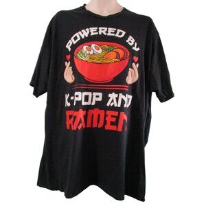 Powered By K Pop And Ramen T Shirt 3XL Port Company Black Graphic Tee